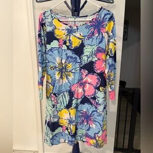 Lilly Pulitzer 3/4 Sleeve Floral Cotton Dress Size L